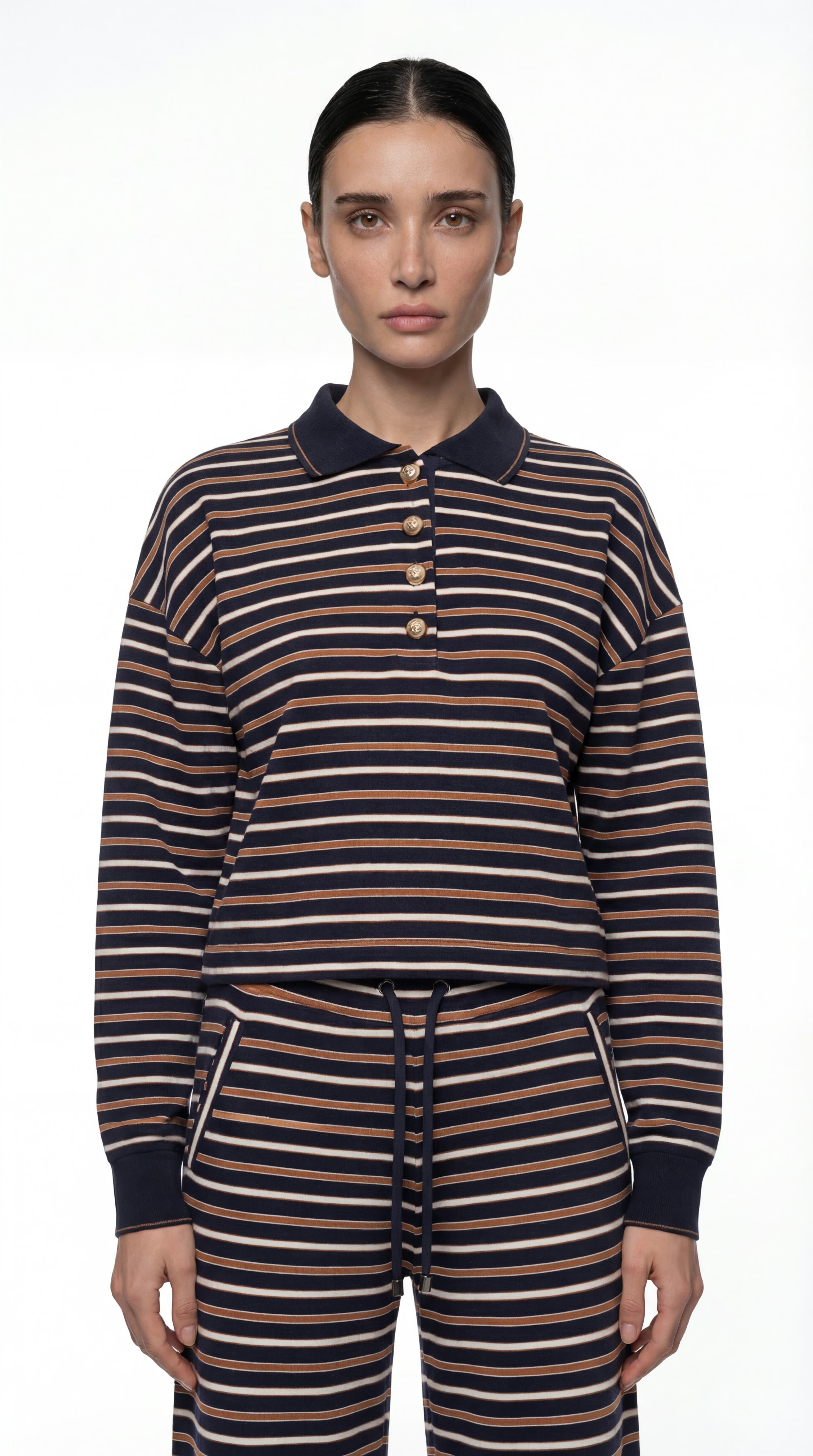 STRIPED POLO TOP