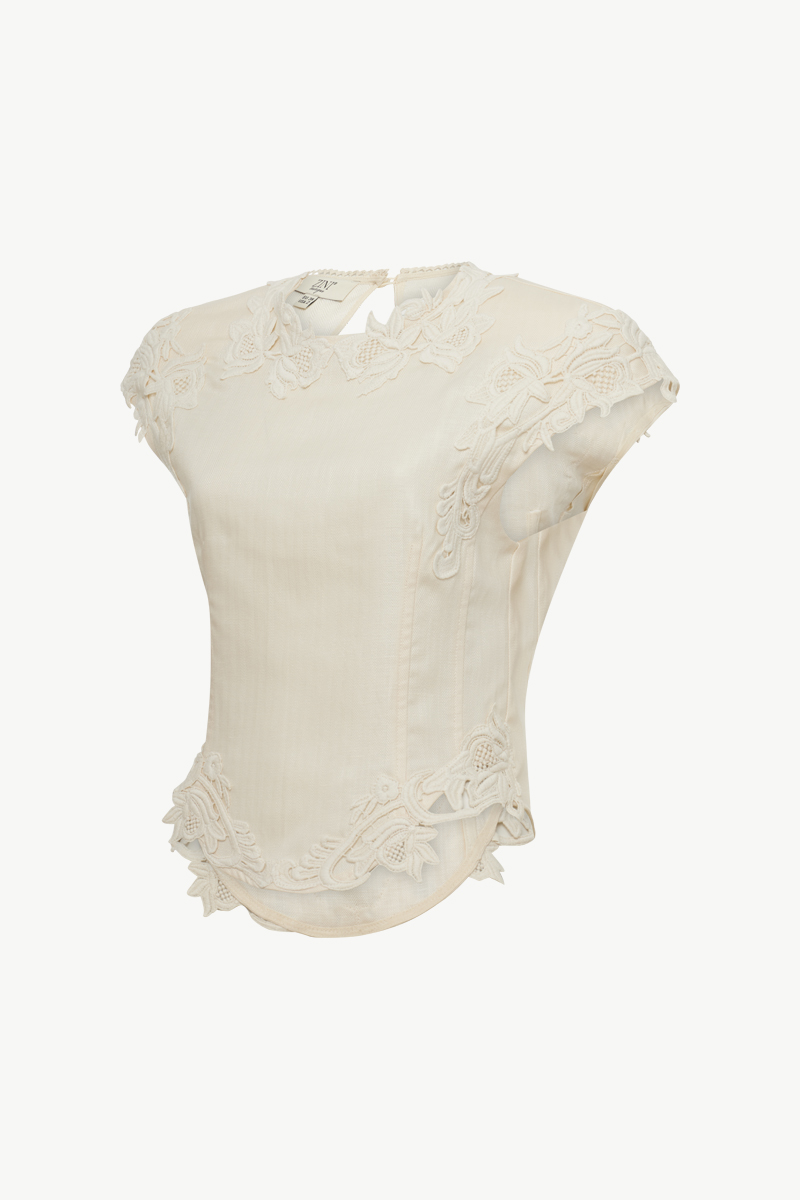 TOP WITH LACE EMBROIDERY
