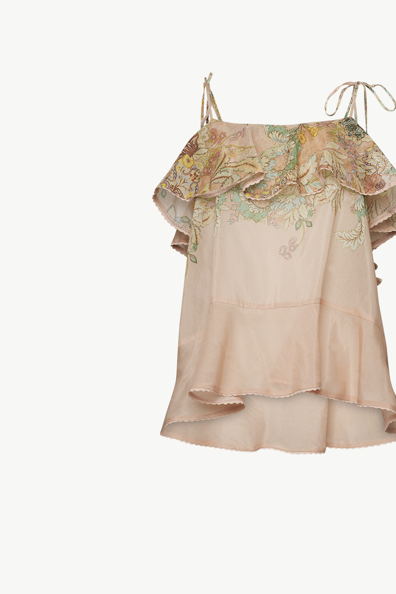PRINTED TOP WITH RUFFLE PRINTED TOP WITH RUFFLE