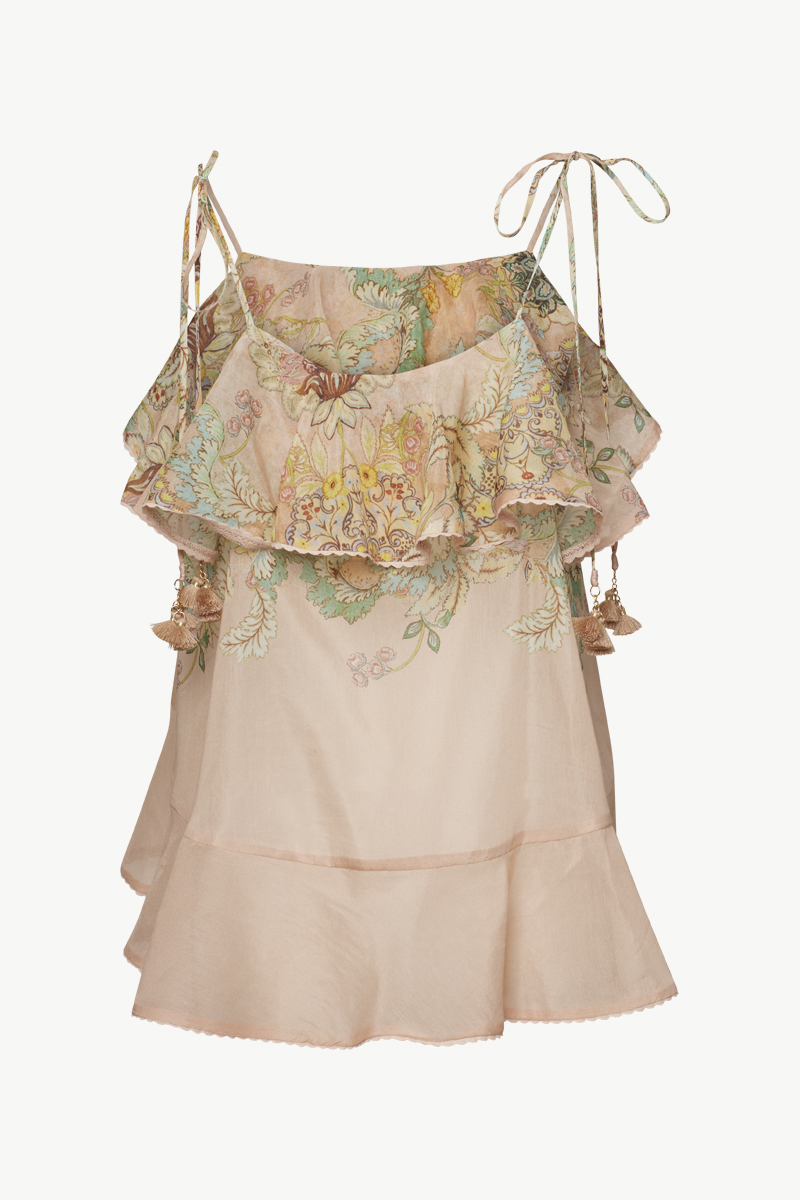 PRINTED TOP WITH RUFFLE PRINTED TOP WITH RUFFLE