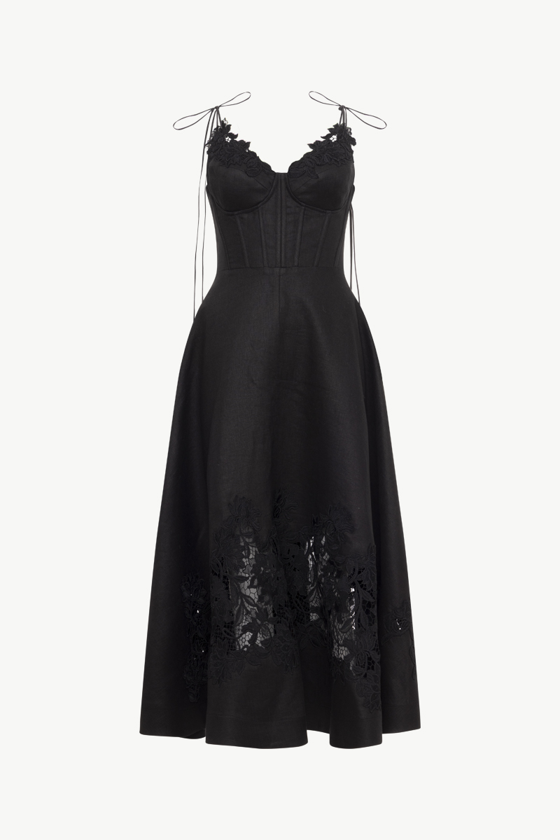 ΜΙDI DRESS WITH LACE DETAIL