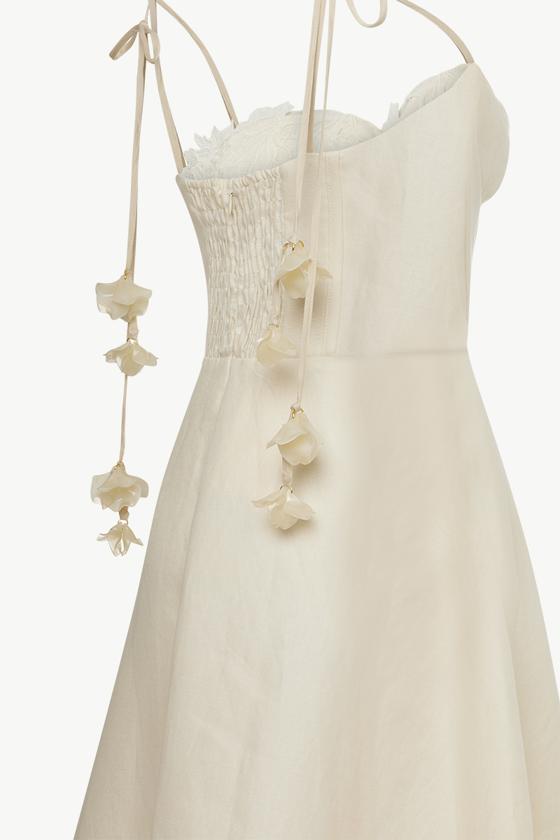 ΜΙDI DRESS WITH LACE DETAIL