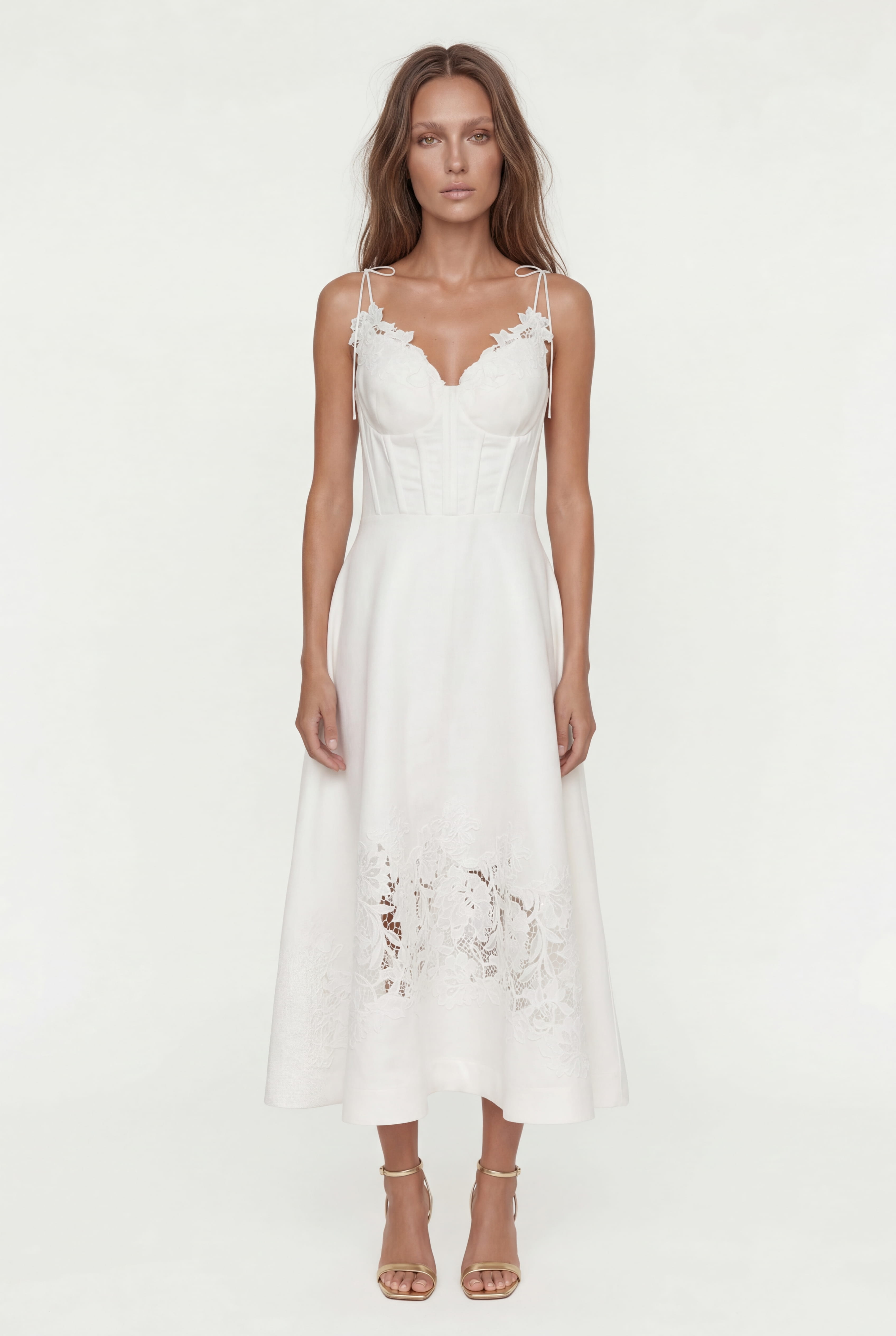 ΜΙDI DRESS WITH LACE DETAIL