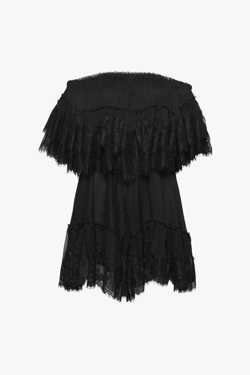 OFF-SHOULDER SILK MINI DRESS OFF-SHOULDER SILK MINI DRESS