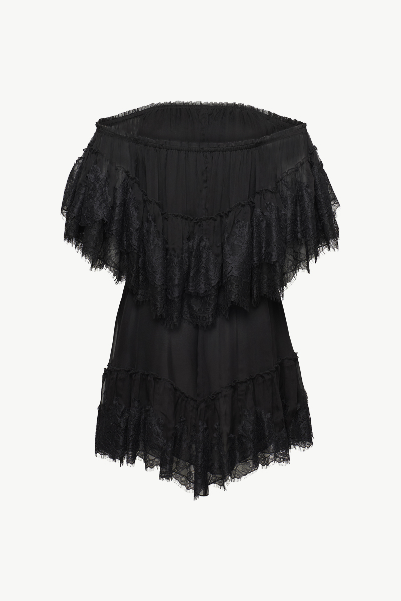 OFF-SHOULDER SILK MINI DRESS OFF-SHOULDER SILK MINI DRESS