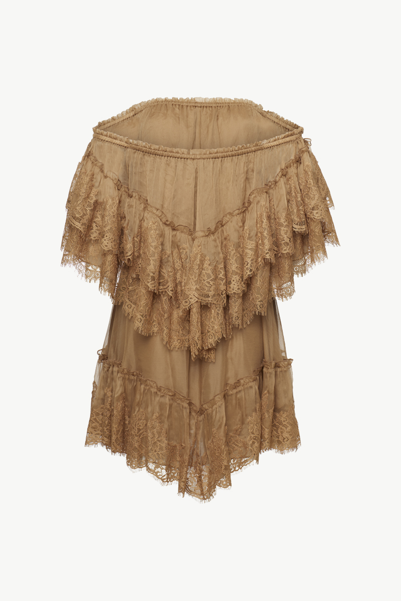 OFF-SHOULDER SILK MINI DRESS OFF-SHOULDER SILK MINI DRESS