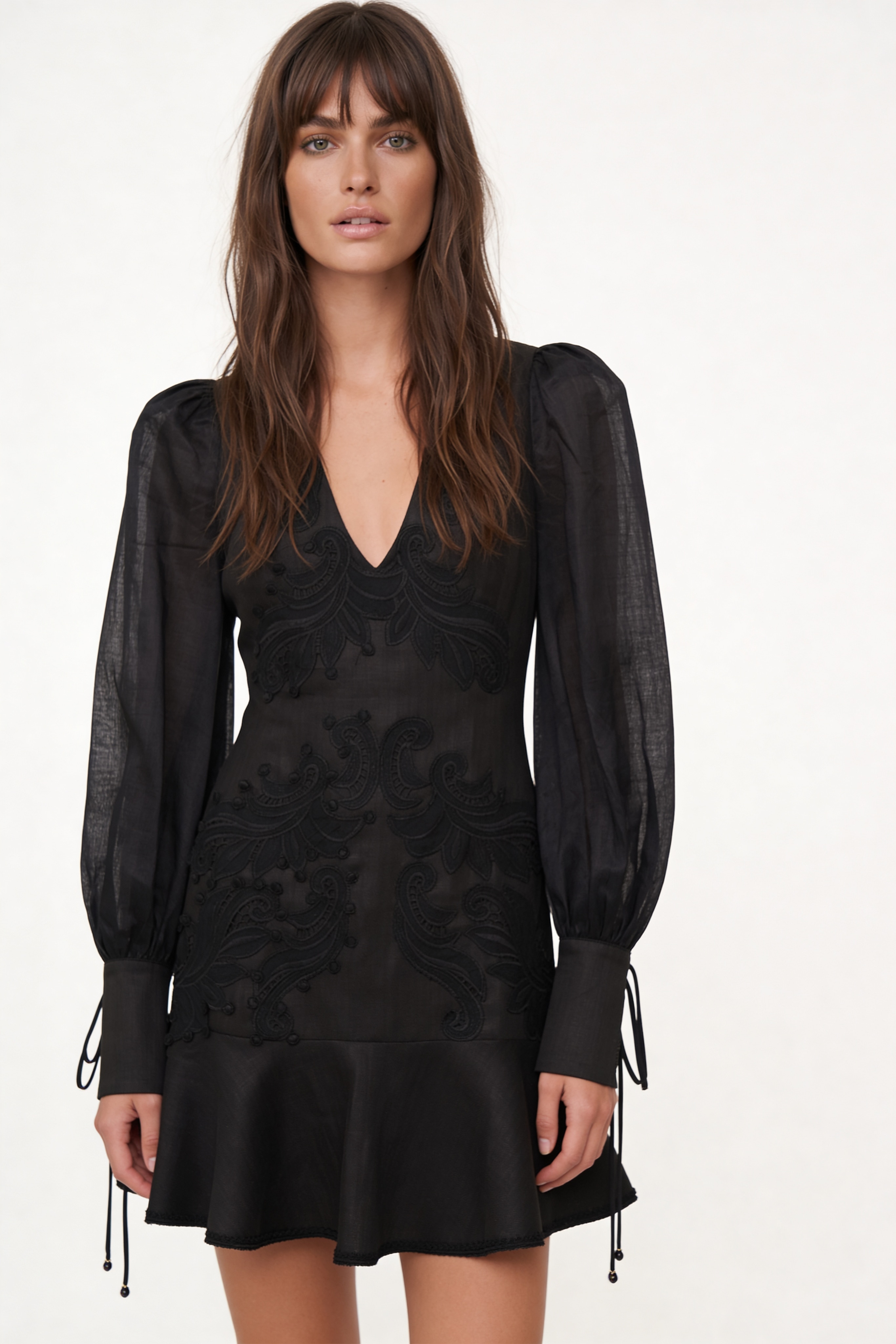 LINEN MINI EMBROIDERED DRESS