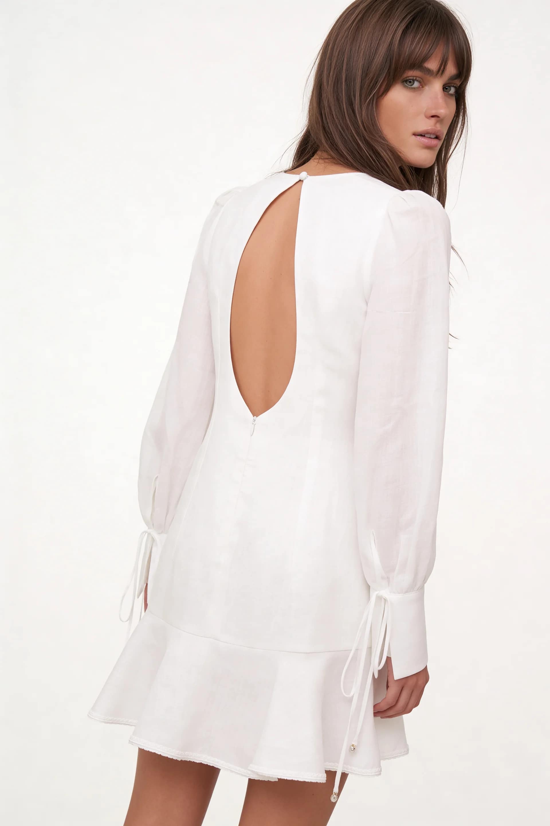 LINEN MINI EMBROIDERED DRESS
