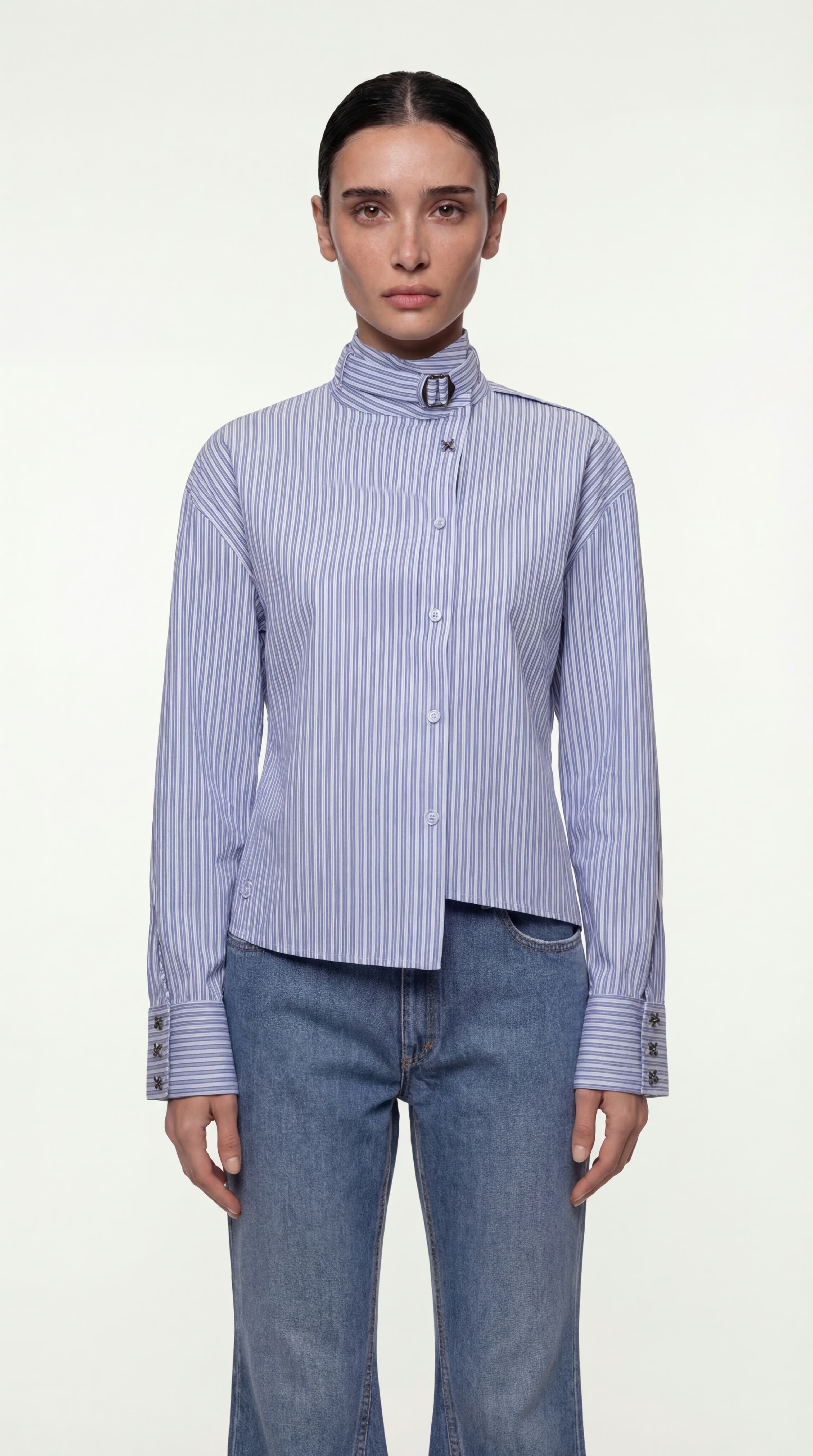 STRIPED ASYMMETRIC SHIRT