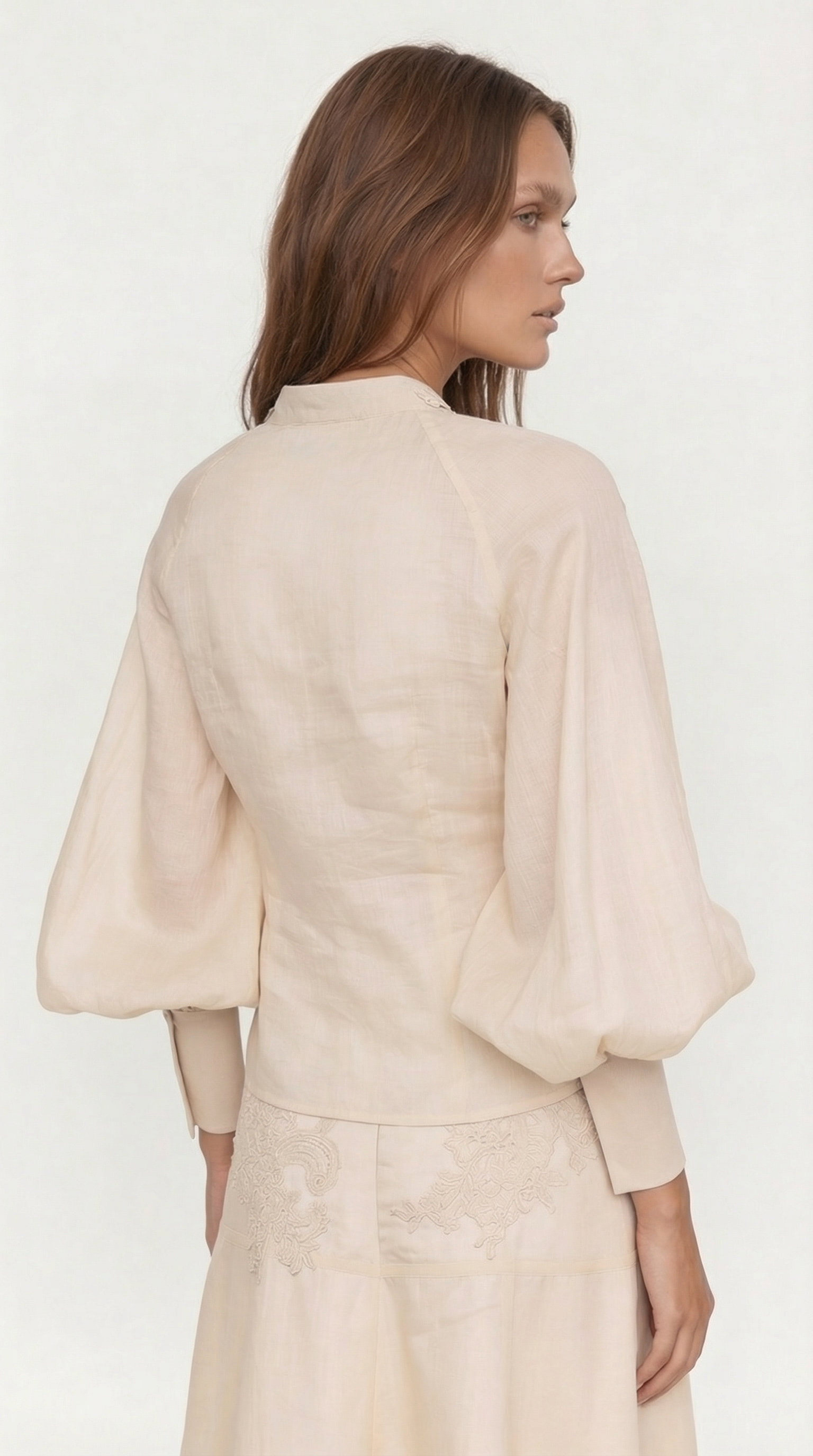 PUFF SLEEVED RAMMIE EMBROIDERED SHIRT