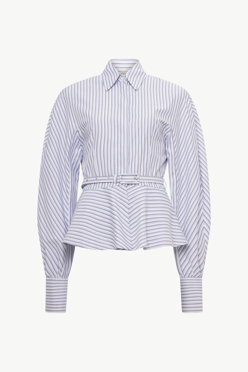 STRIPED PEPLUM SHIRT