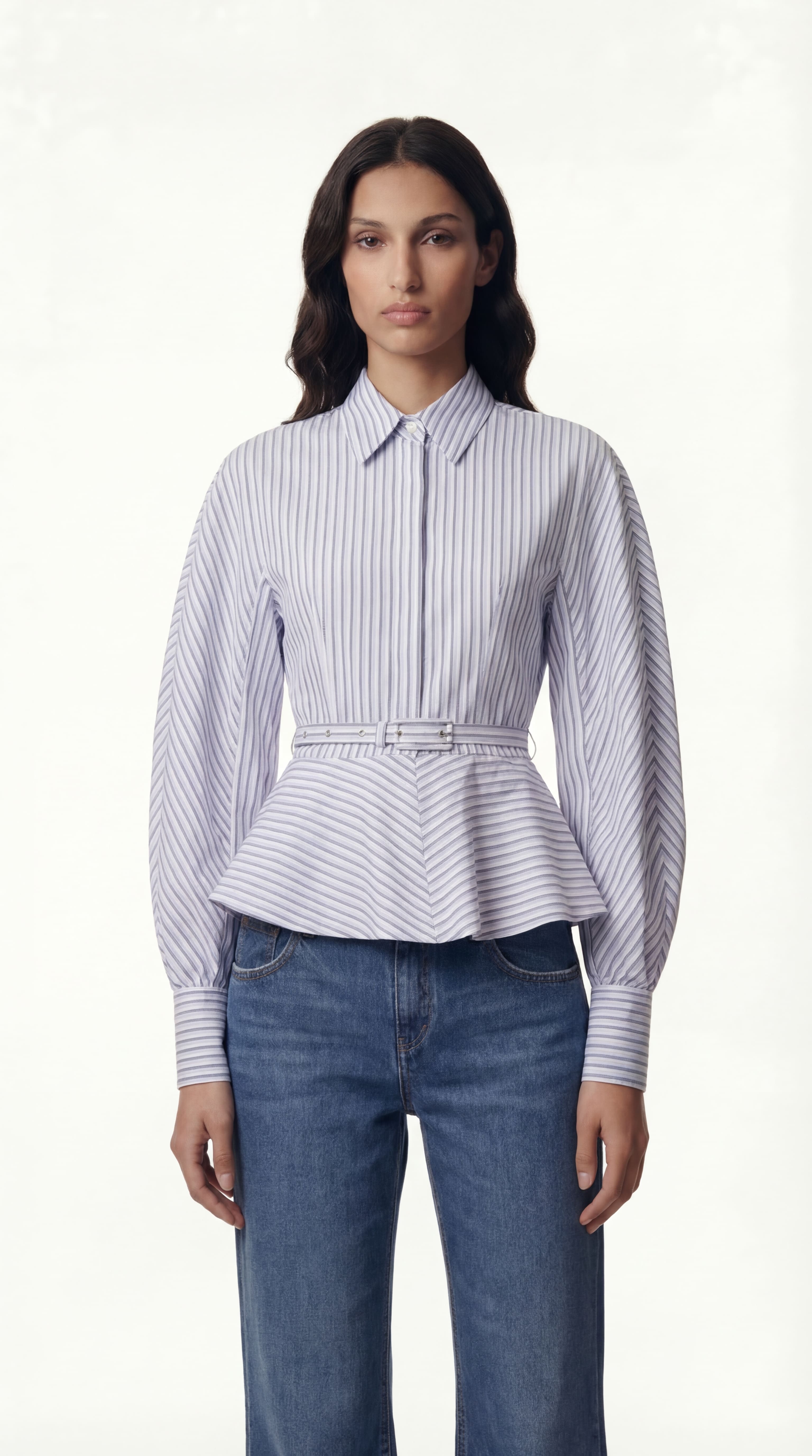 STRIPED PEPLUM SHIRT