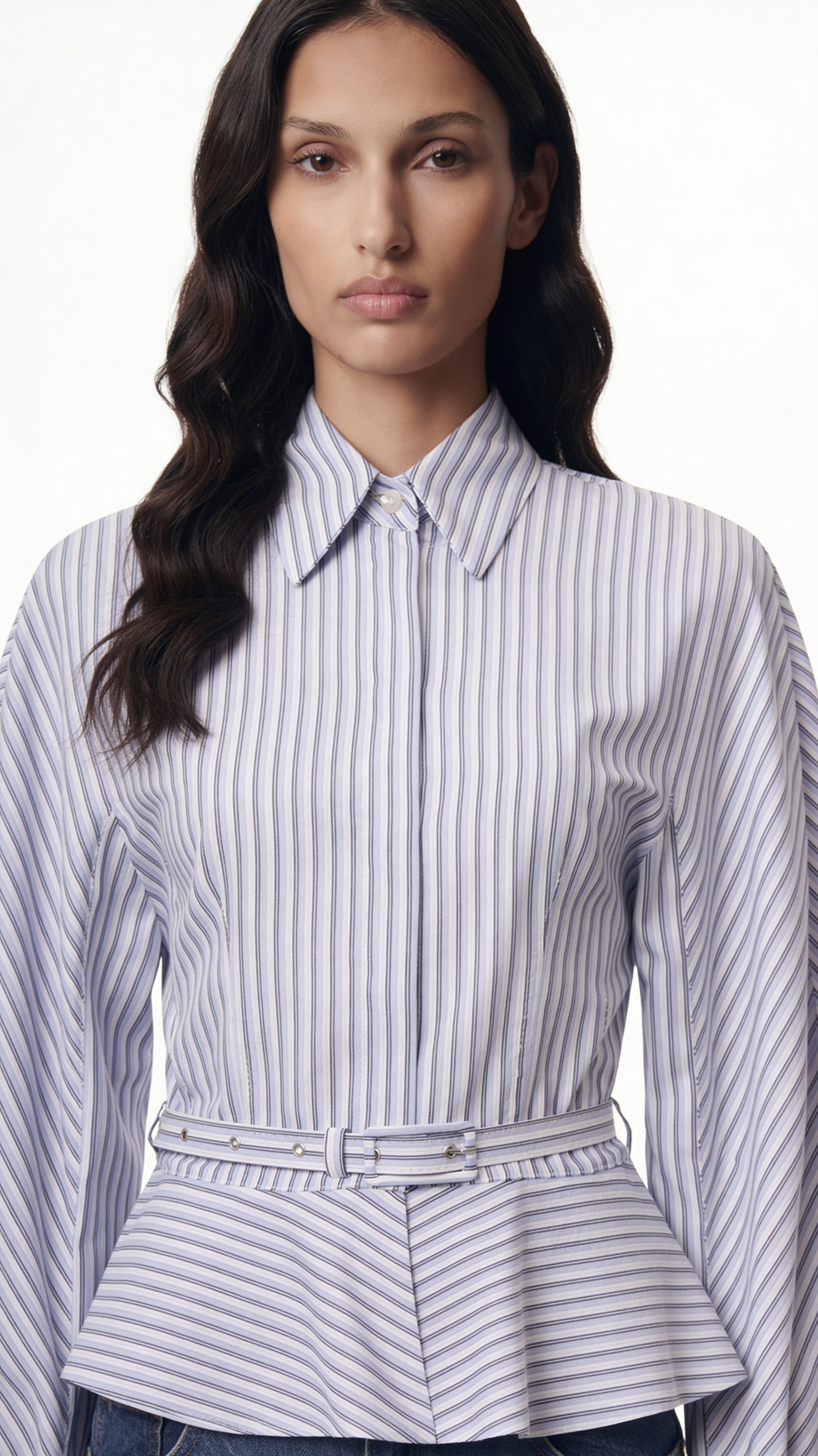 STRIPED PEPLUM SHIRT