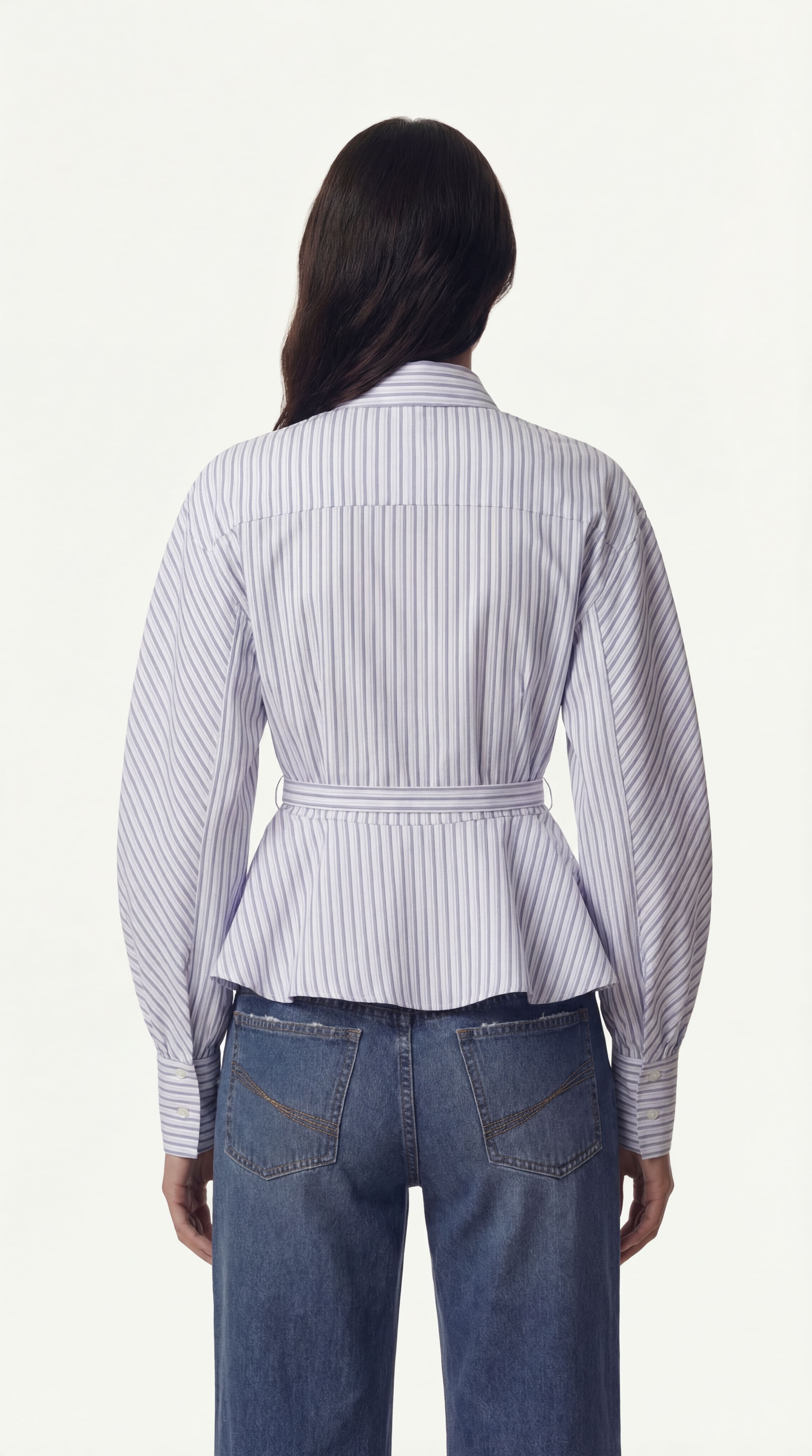 STRIPED PEPLUM SHIRT