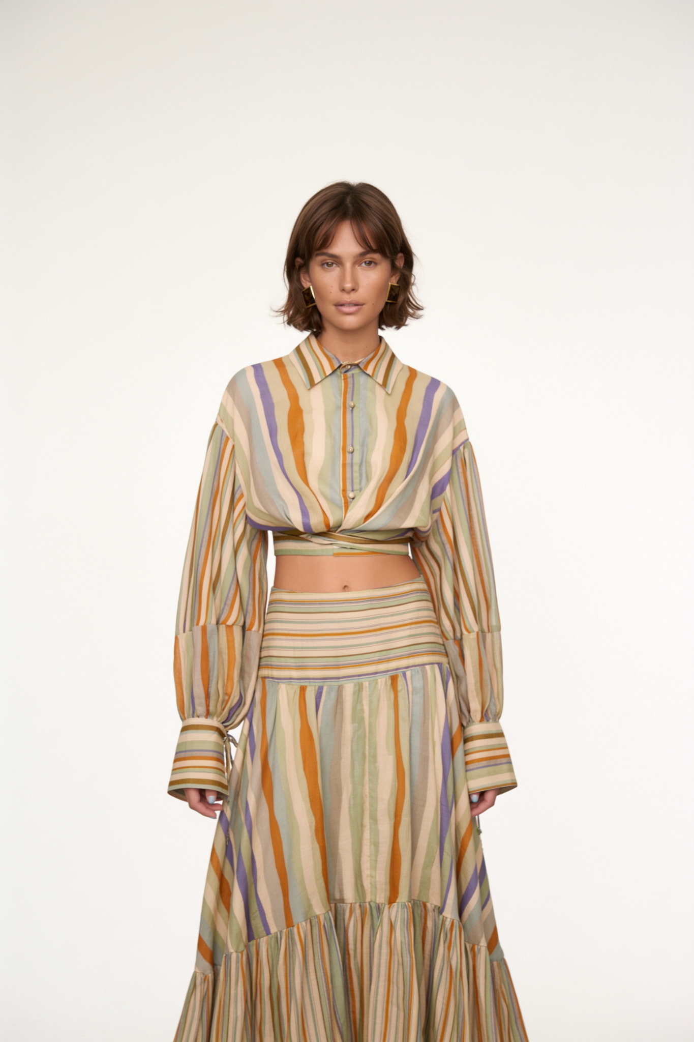STRIPED CROPPED SHIRT STRIPED CROPPED SHIRT