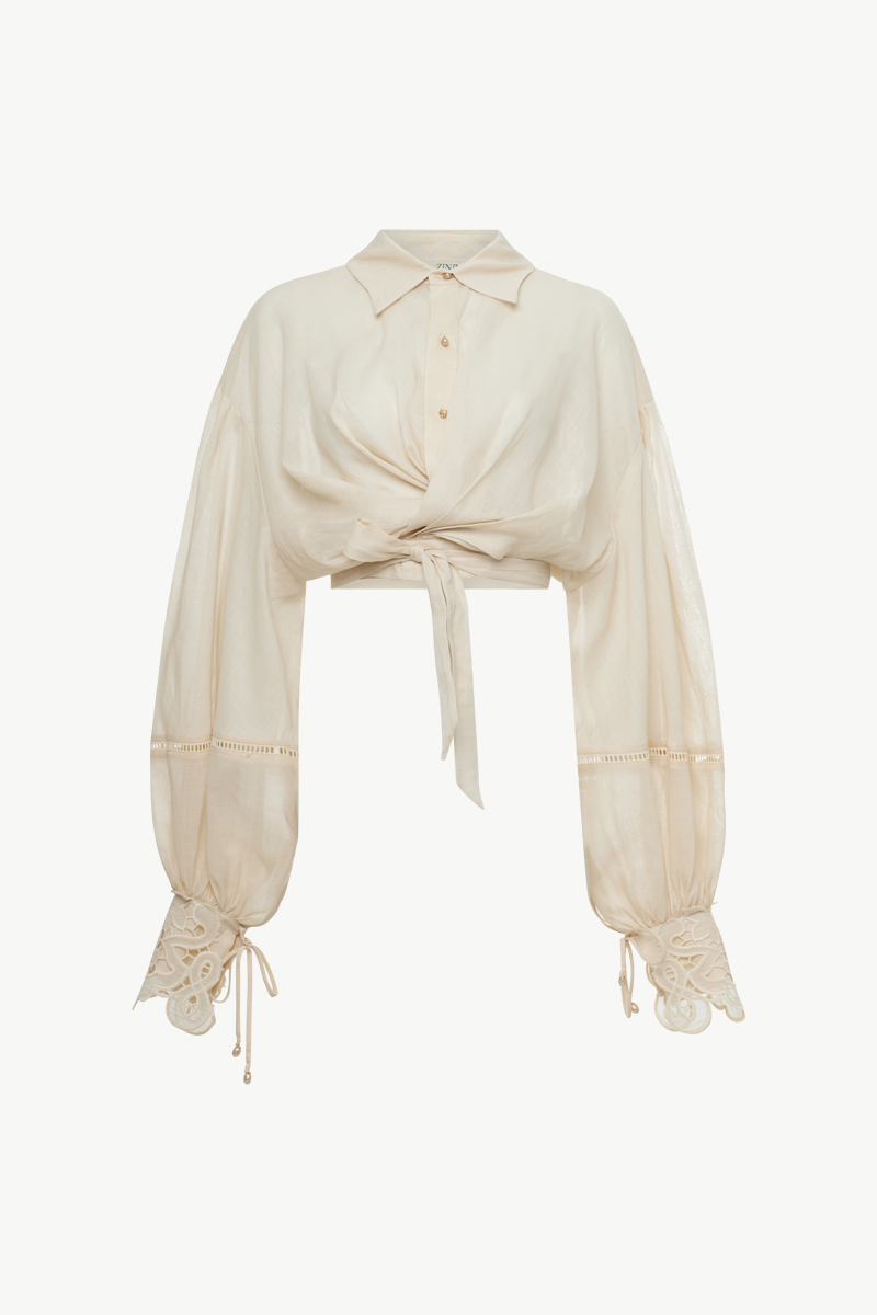 RAMIE SHIRT WITH TIE DETAIL RAMIE SHIRT WITH TIE DETAIL