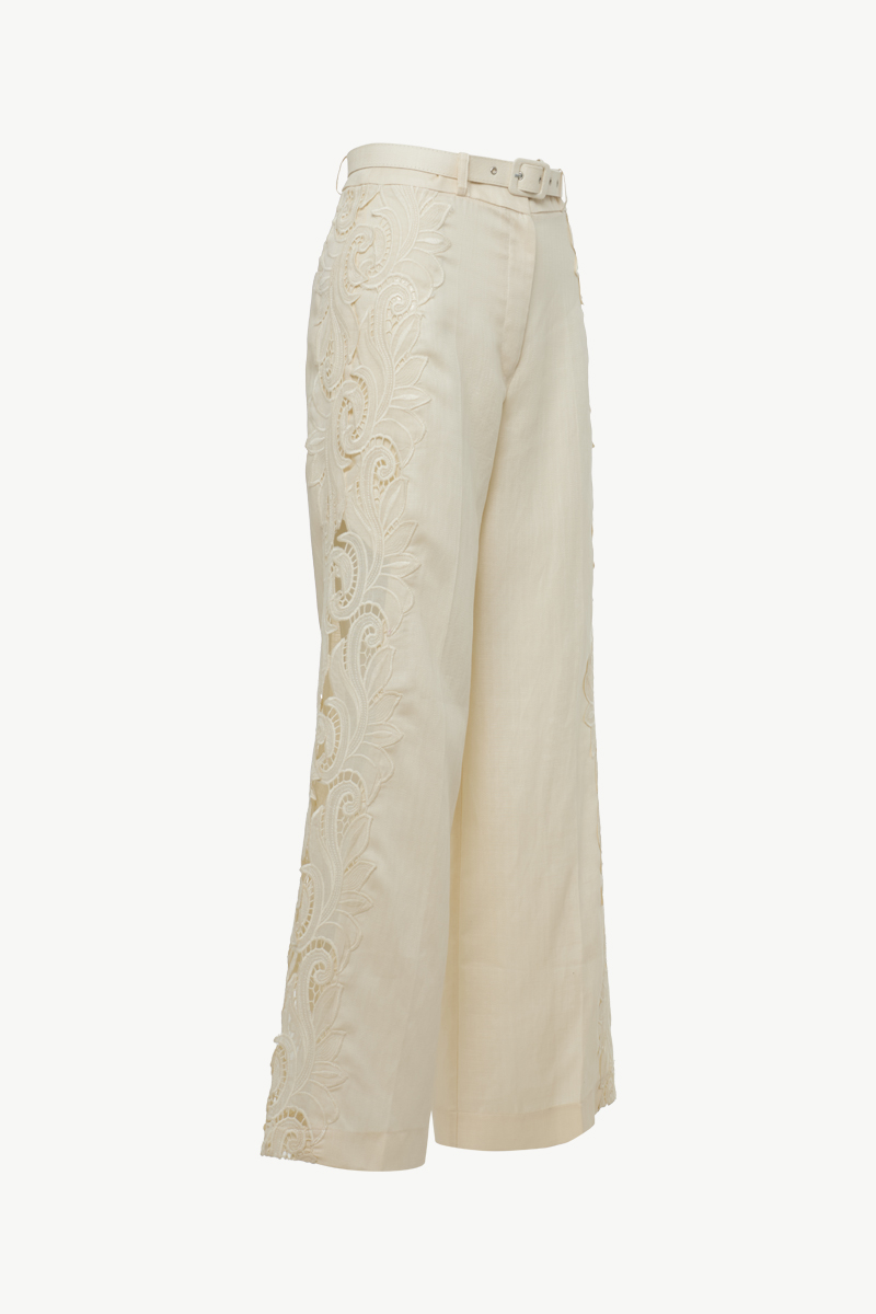 WIDE-LEG TROUSERS - IVORY | Zini Boutique