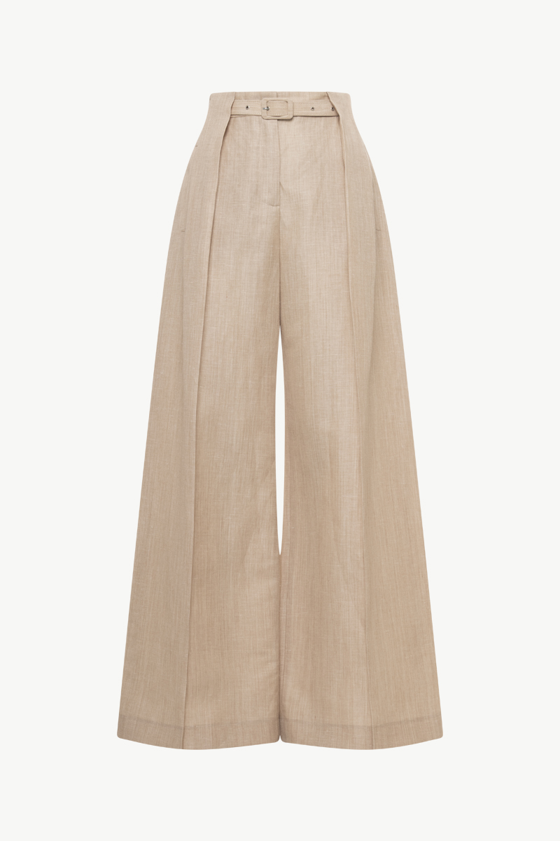 BELTED WIDE-LEG TROUSERS