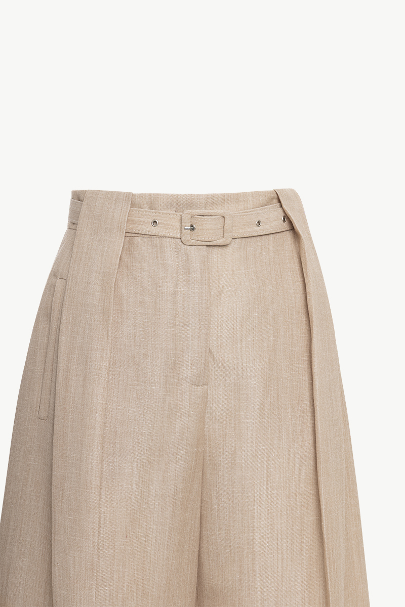 BELTED WIDE-LEG TROUSERS