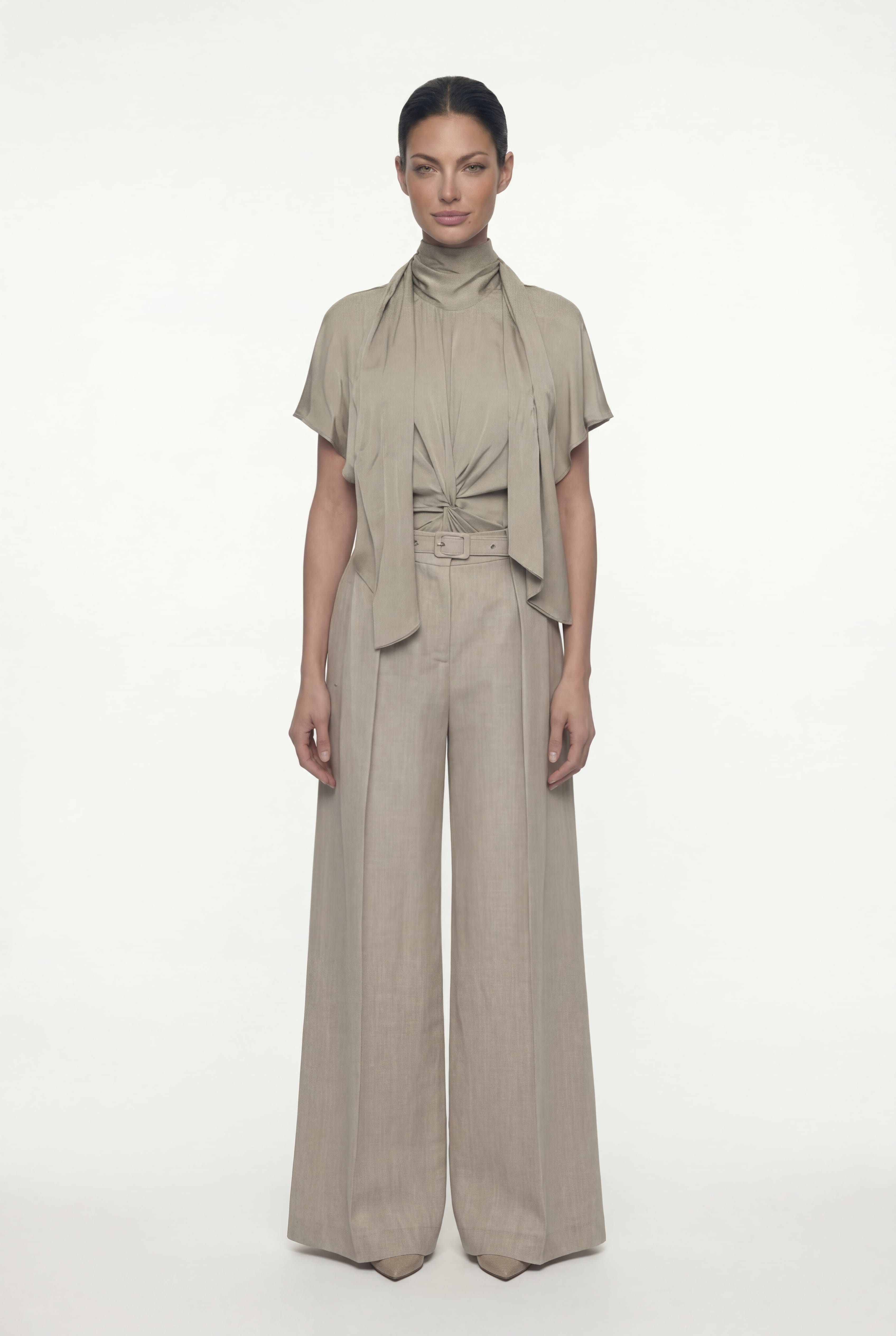 BELTED WIDE-LEG TROUSERS