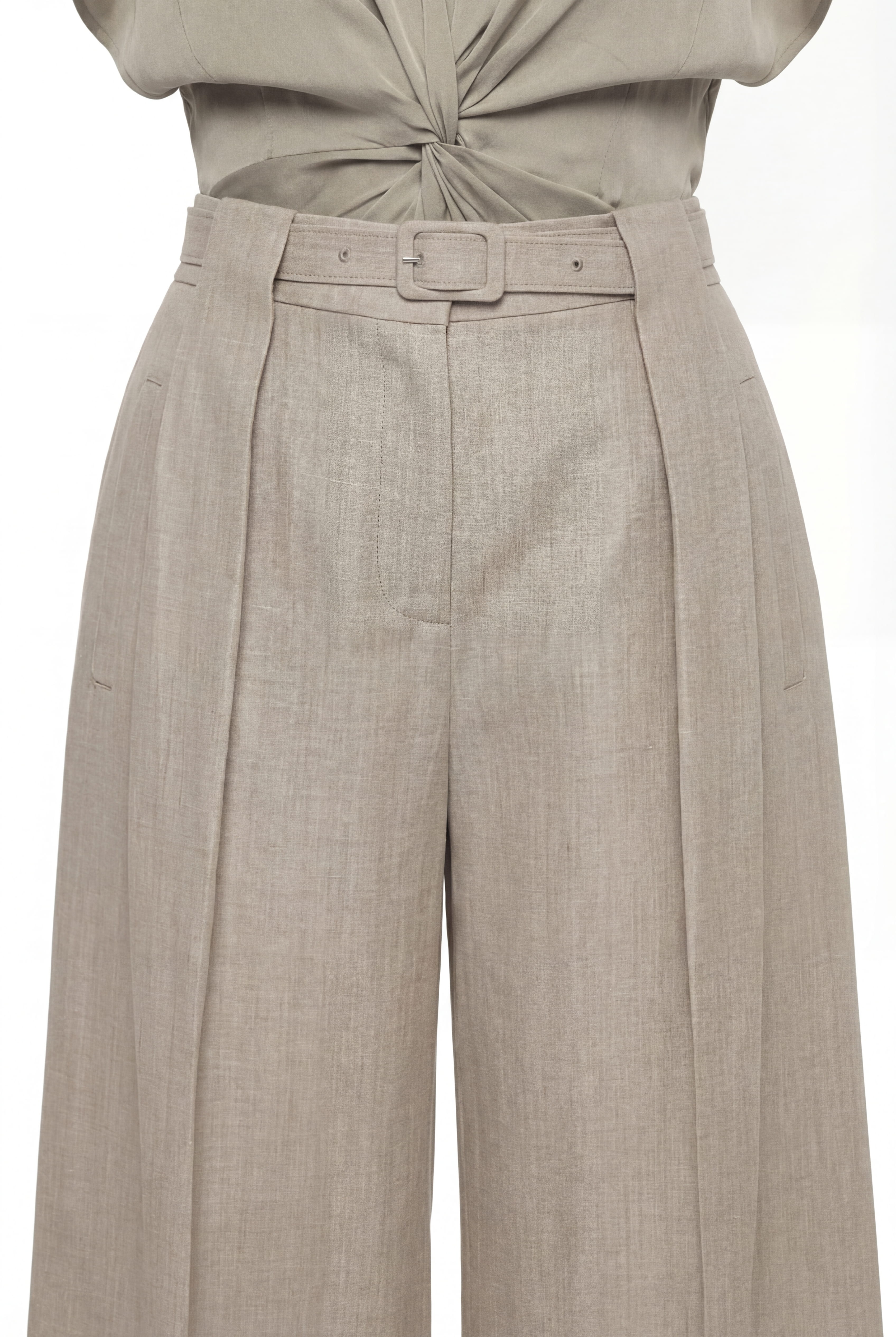 BELTED WIDE-LEG TROUSERS