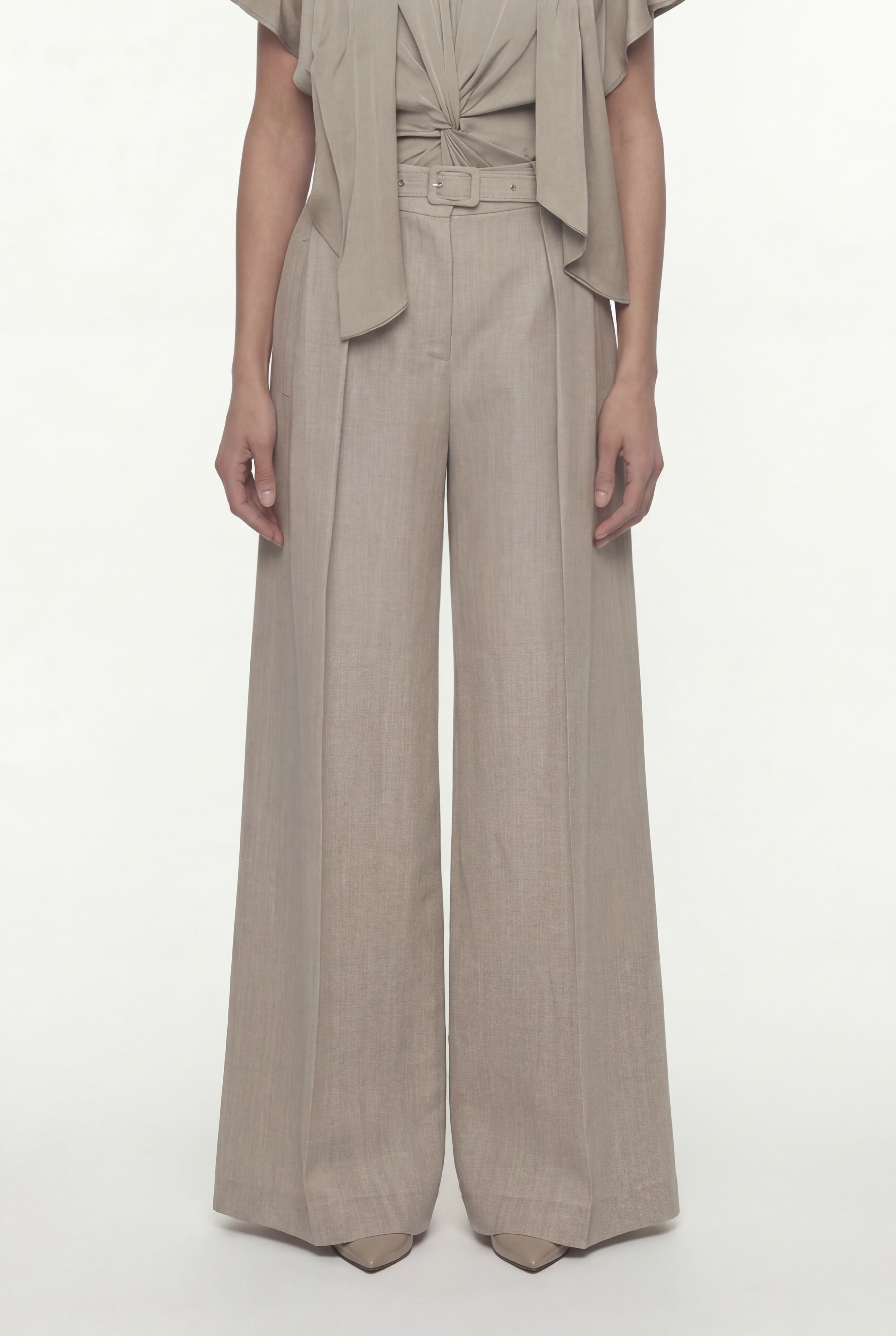 BELTED WIDE-LEG TROUSERS