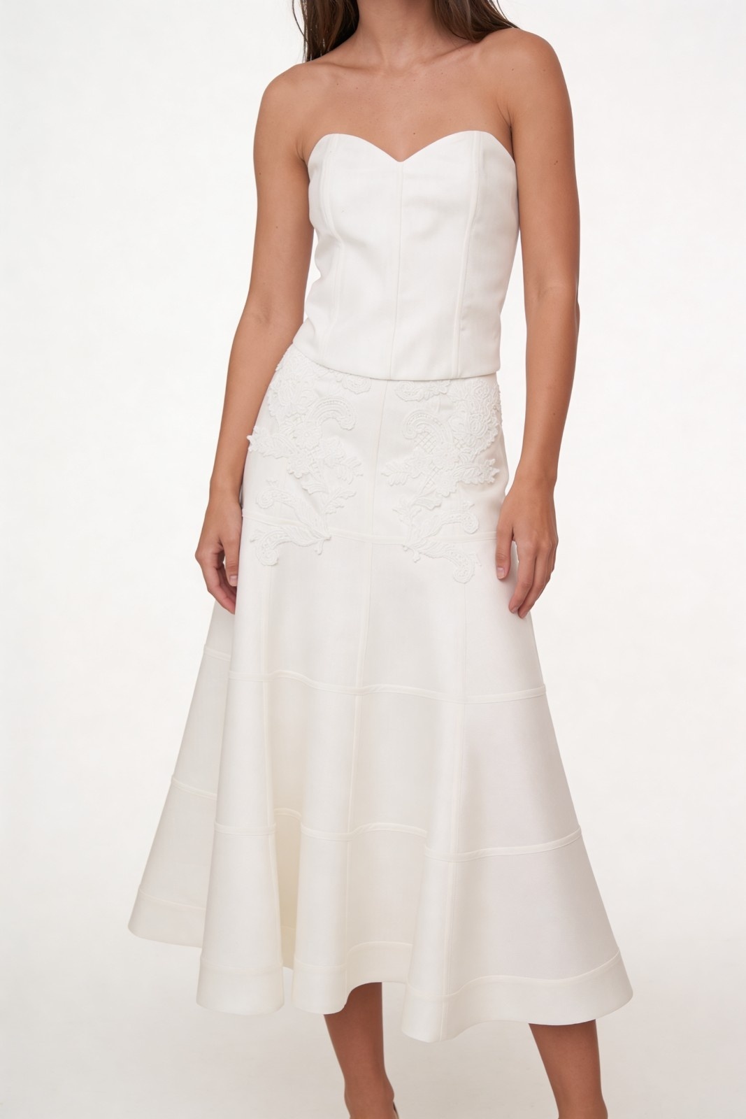 LINEN EMBROIDERED MIDI SKIRT
