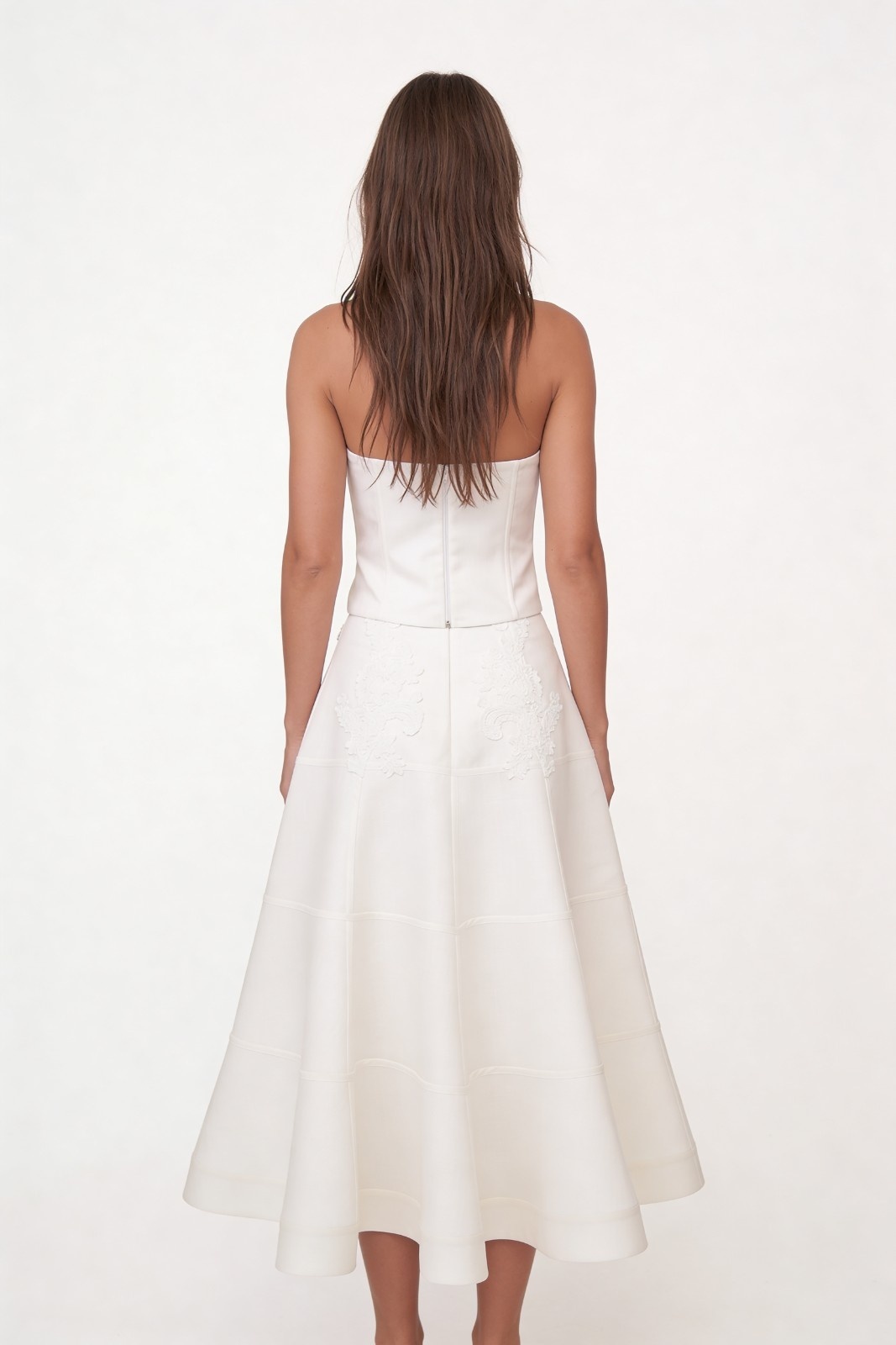 LINEN EMBROIDERED MIDI SKIRT