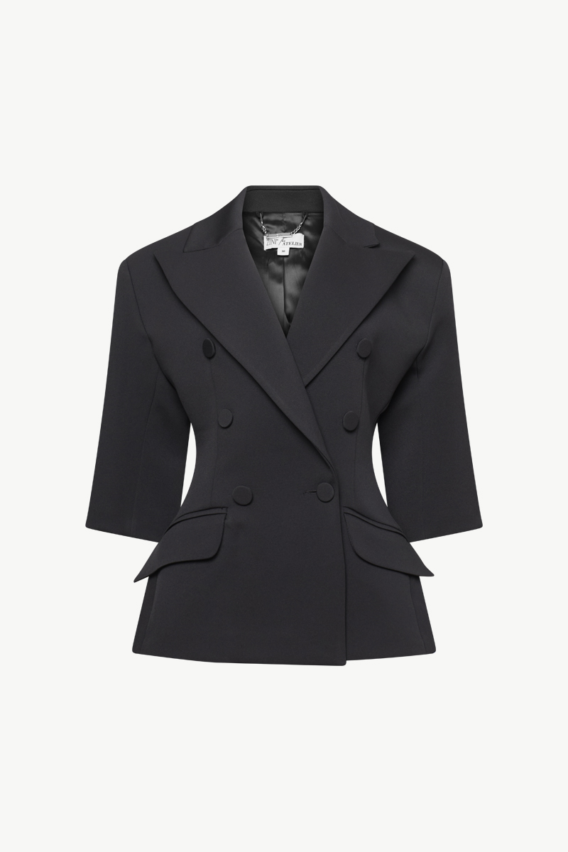 FITTED DOUBLE-BREASTED BLAZER FITTED DOUBLE-BREASTED BLAZER