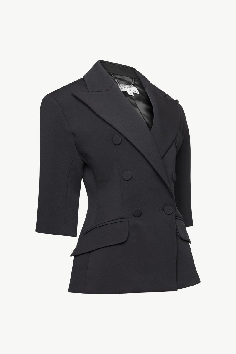 FITTED DOUBLE-BREASTED BLAZER FITTED DOUBLE-BREASTED BLAZER