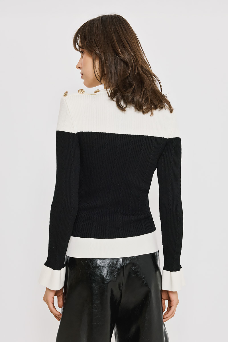 TWO-TONE KNITTED BLOUSE