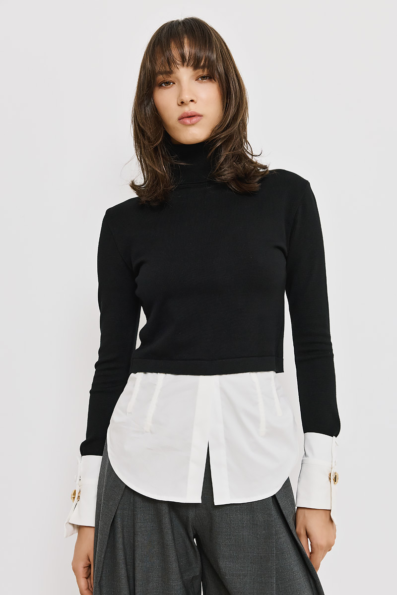 KNITTED SWEATER WITH SHIRT DETAILS