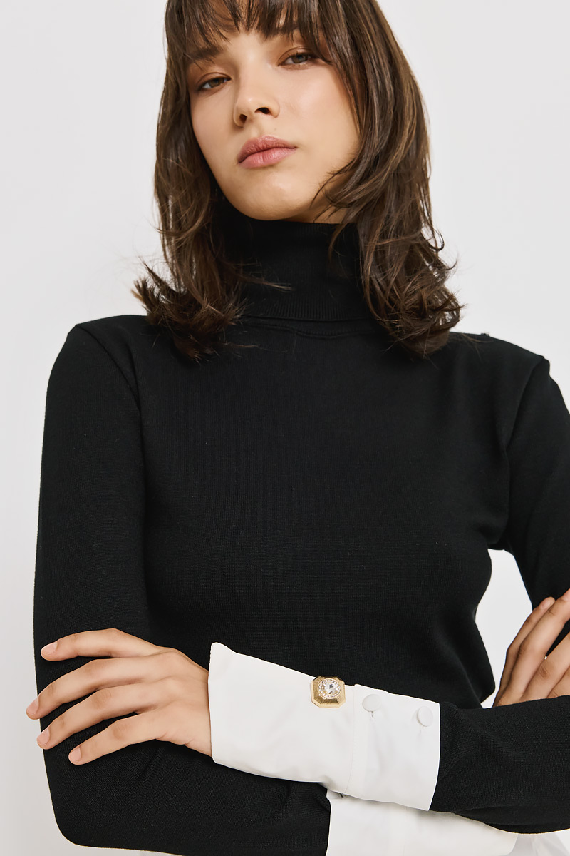 KNITTED SWEATER WITH SHIRT DETAILS
