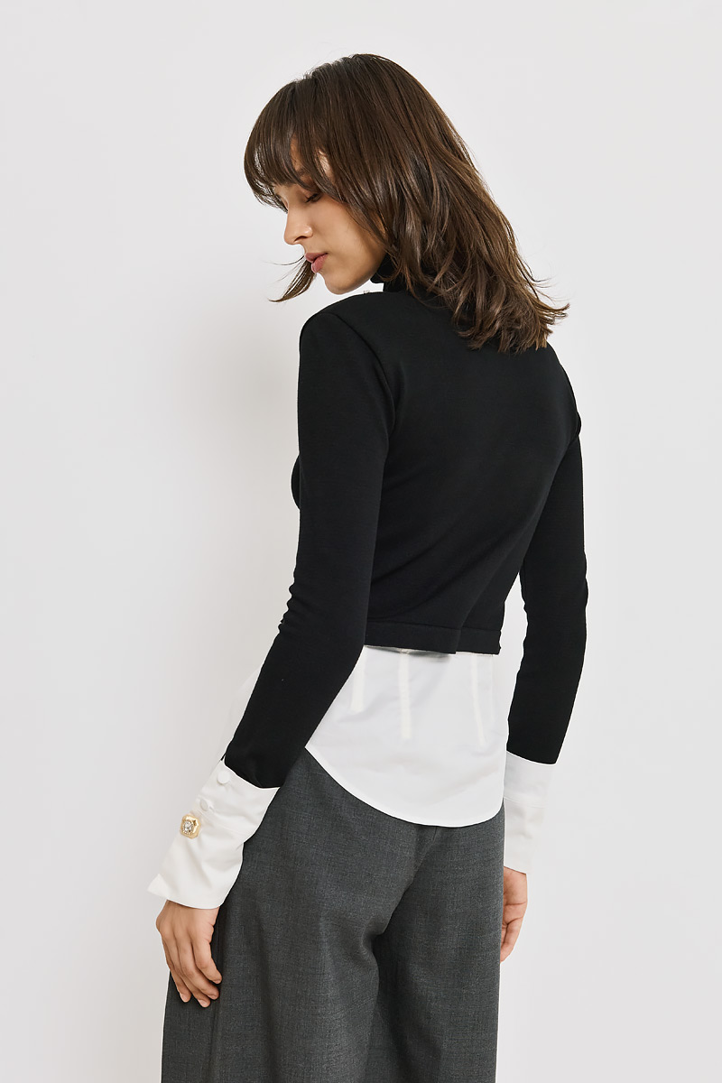 KNITTED SWEATER WITH SHIRT DETAILS