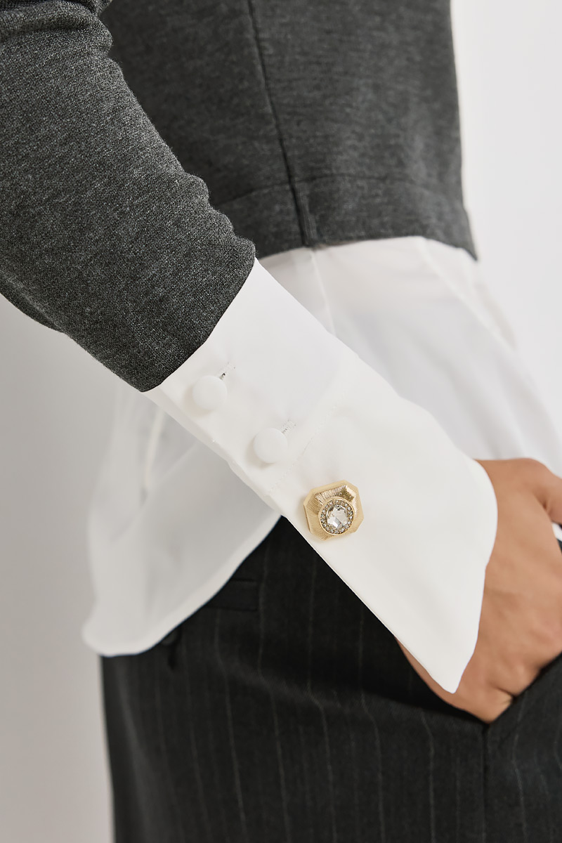 KNITTED SWEATER WITH SHIRT DETAILS