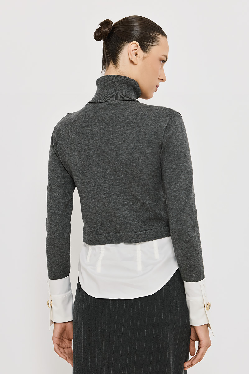 KNITTED SWEATER WITH SHIRT DETAILS