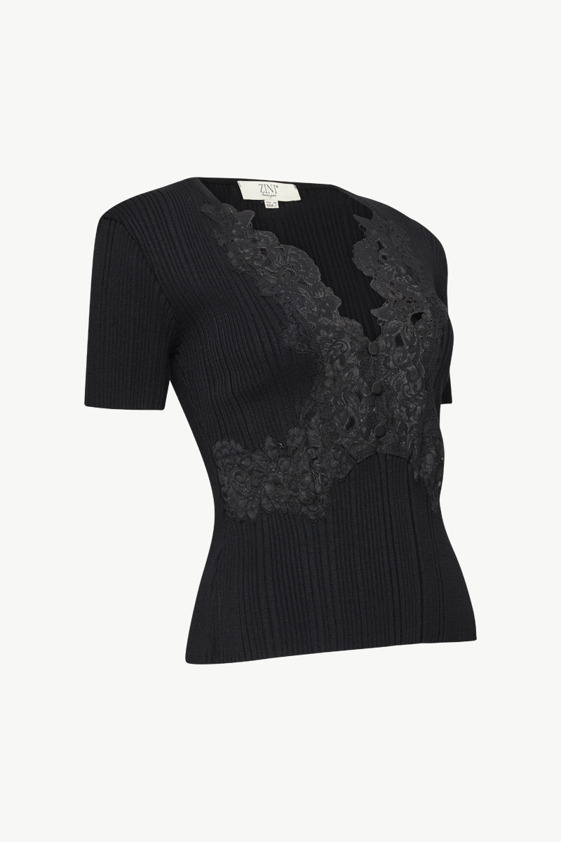 RIBBED TOP WITH LACE RIBBED TOP WITH LACE