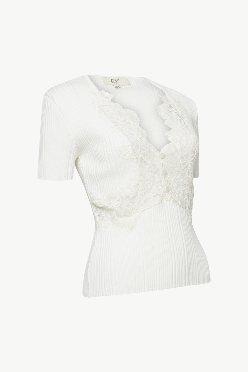 RIBBED TOP WITH LACE RIBBED TOP WITH LACE
