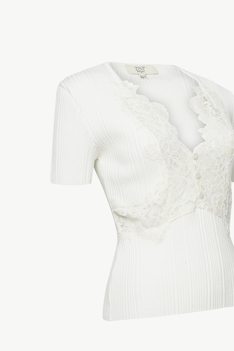 RIBBED TOP WITH LACE RIBBED TOP WITH LACE