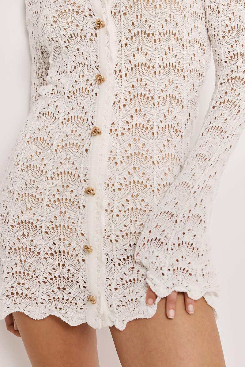 KNITTED MINI DRESS WITH GOLD BUTTONS
