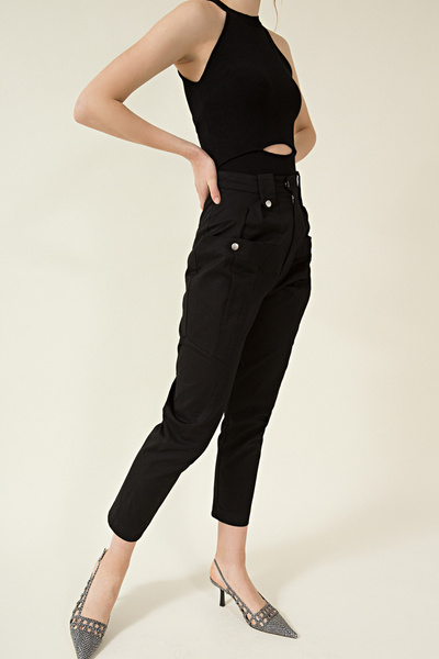 Darted High Rise Button Trousers