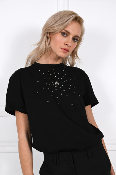 T-Shirt with Crystal Applique