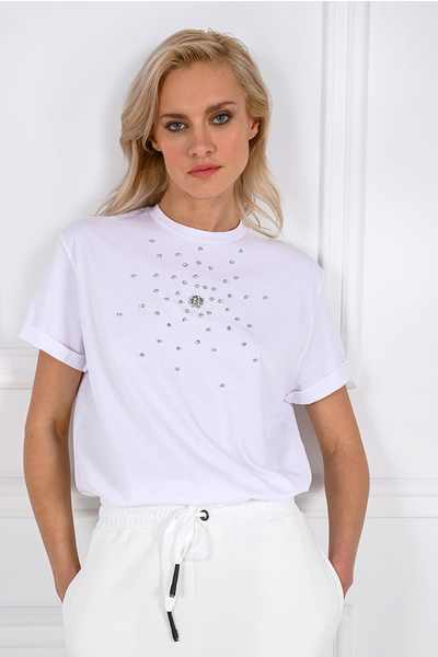 T-Shirt with Crystal Applique