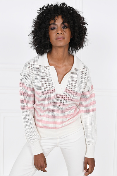 Polo Sweater with  Stripes