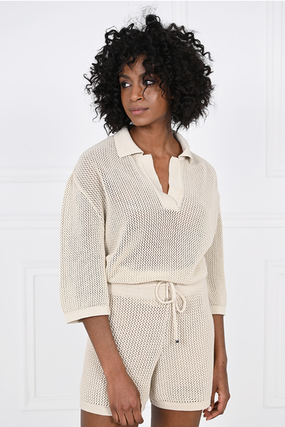 Pointelle-Knit Top