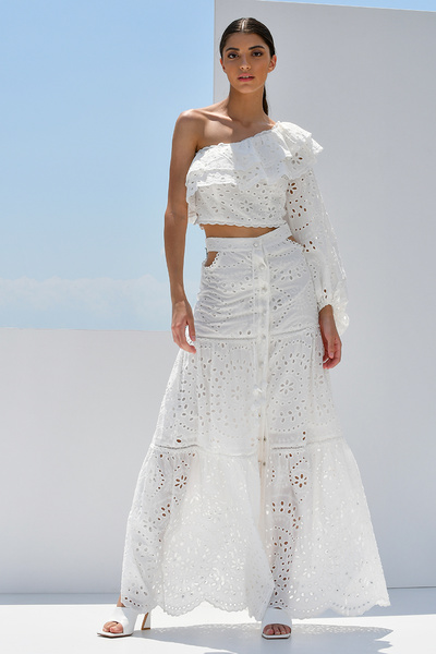 Broderie Anglaise Μίντι Φούστα