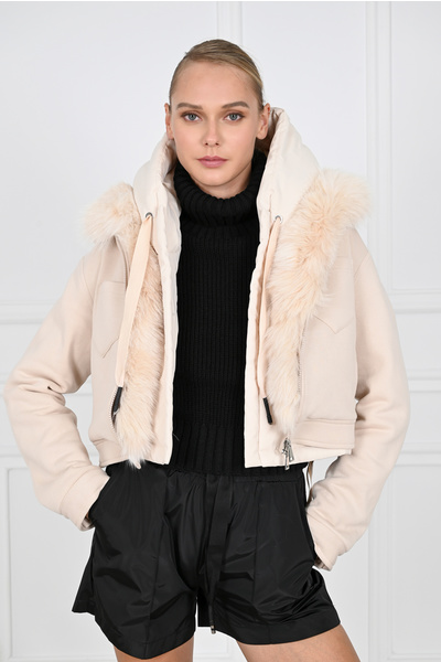 Cotton Jacket with Fur and Removable Gilet