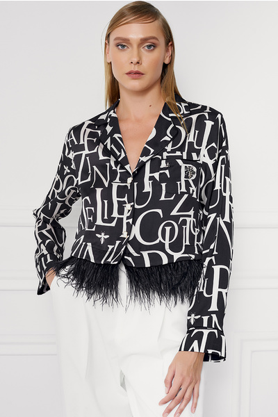 Printed Shirt with Feathers