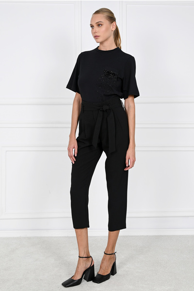 Cropped Trousers with Belt