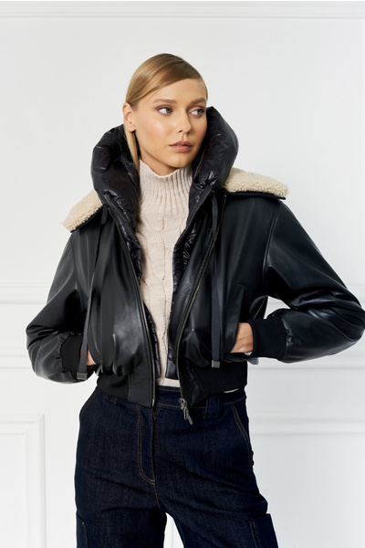 Leather Jacket with Sheepskin Collar